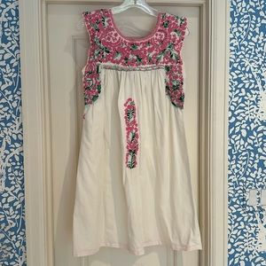 Mi Golondrina Flores Dress, Pink/Green/White, Size Small